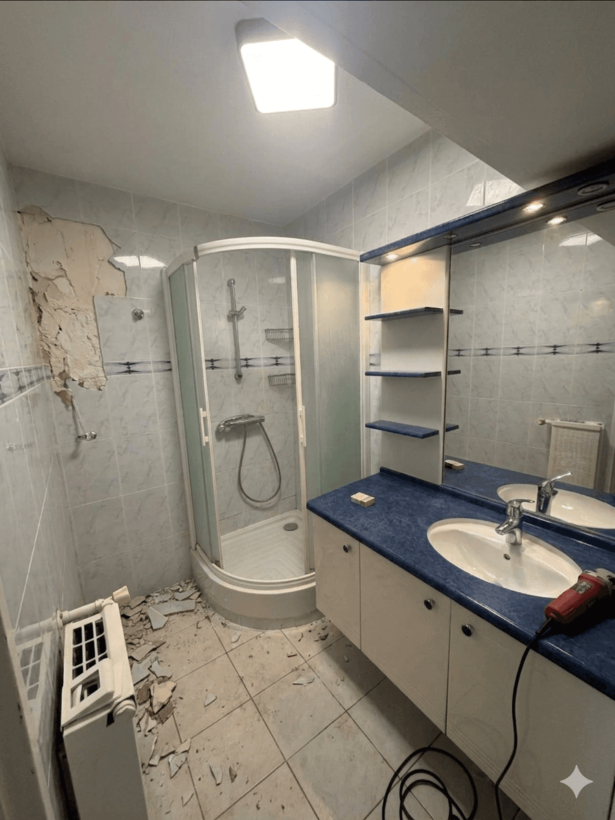 Salle de bain avant rénovation PMR