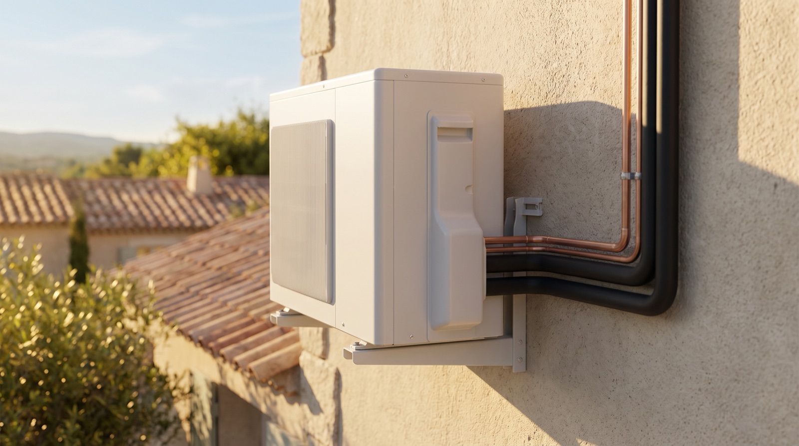 Unité extérieure de pompe à chaleur air/eau installée à Marseille par Rénov au Carré