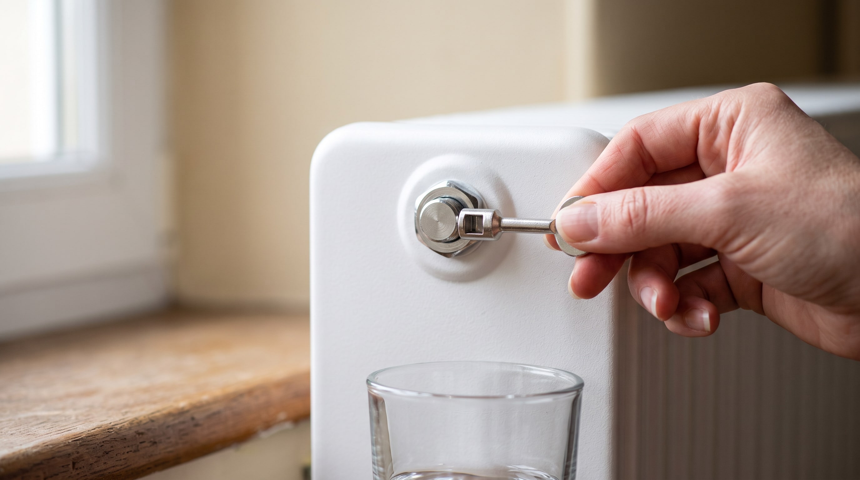 Purgeur et vanne d'un radiateur à eau, les points à vérifier en cas de gargouillis ou de sifflement léger