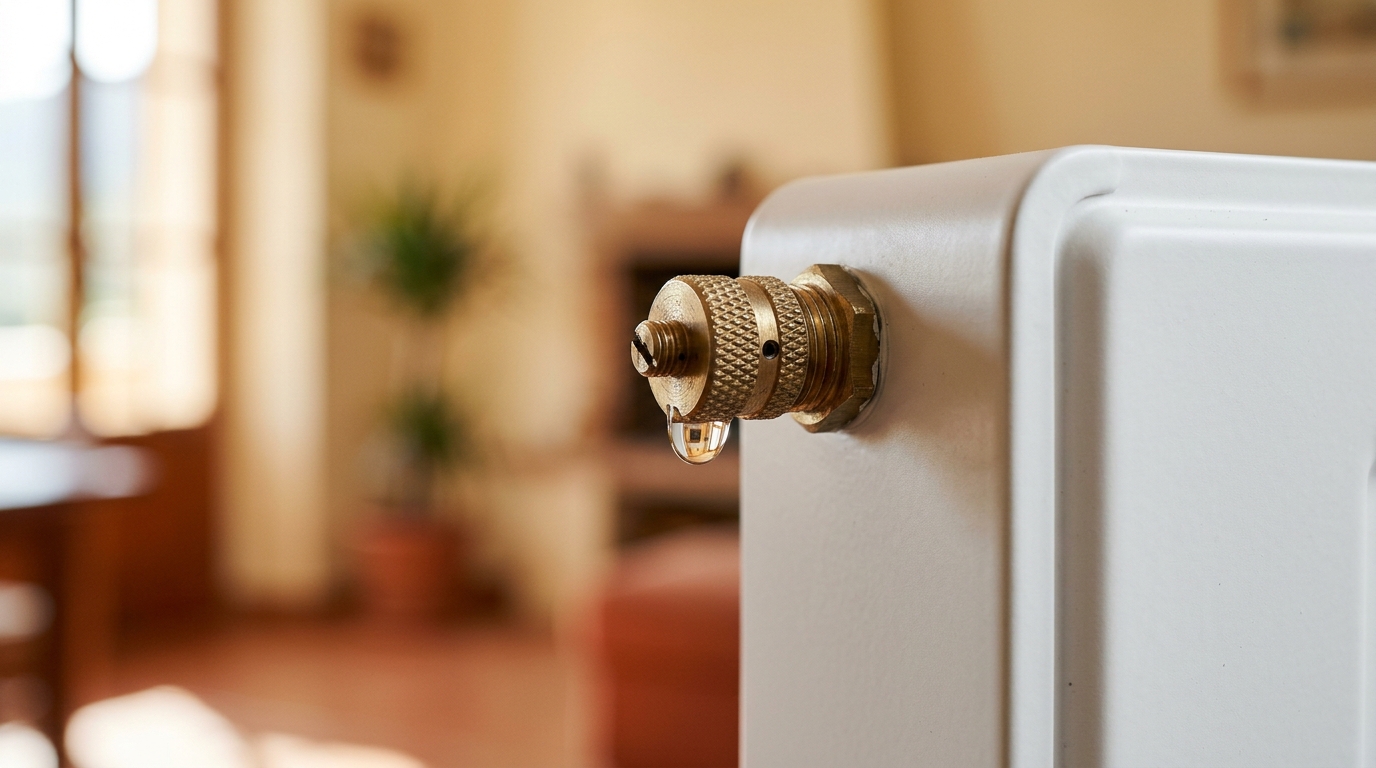 Purgeur de radiateur et vis de purge, point fréquent de fuite en haut du radiateur